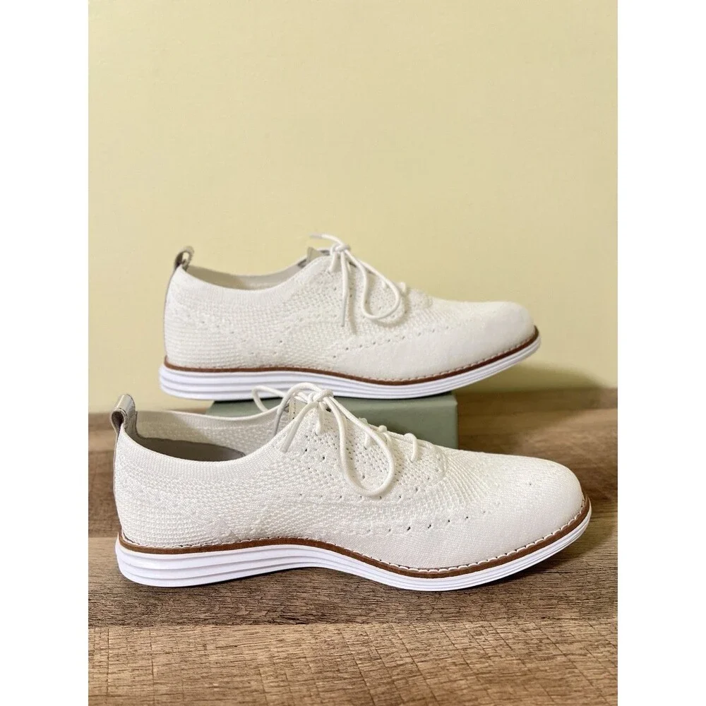 Cole Haan GrandPro Stitchlite Oxford Shoes White Knit 8.5B Women’s Lightweight - Picture 2 of 8